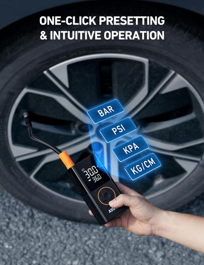 Portable Tire Inflator – 150 PSI Cordless Air Pump with Digital Display & LED